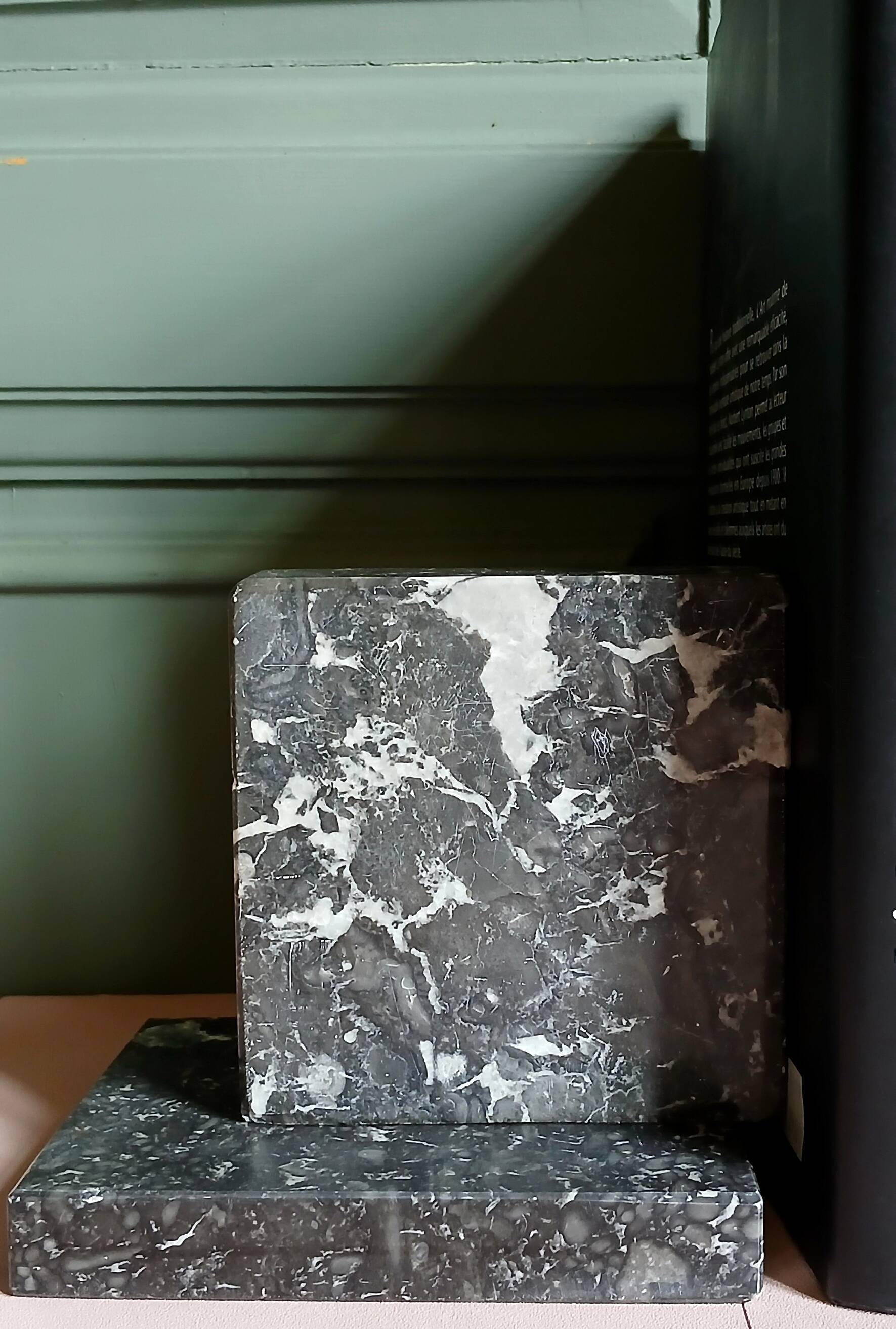 Minimalist black marble bookends