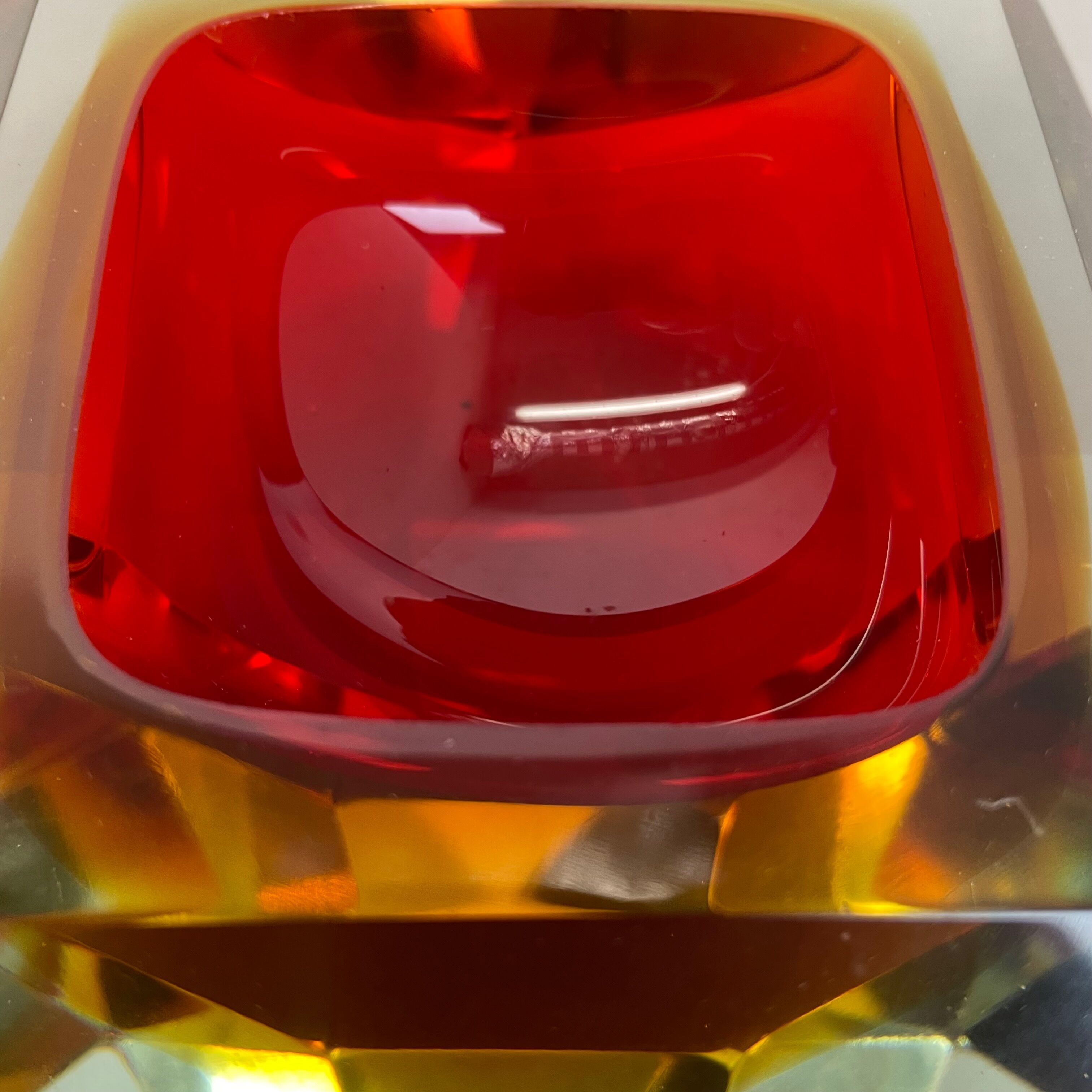 Murano glass sommerso diamond bowl ashtray element by flavio poli, italy, 1970s