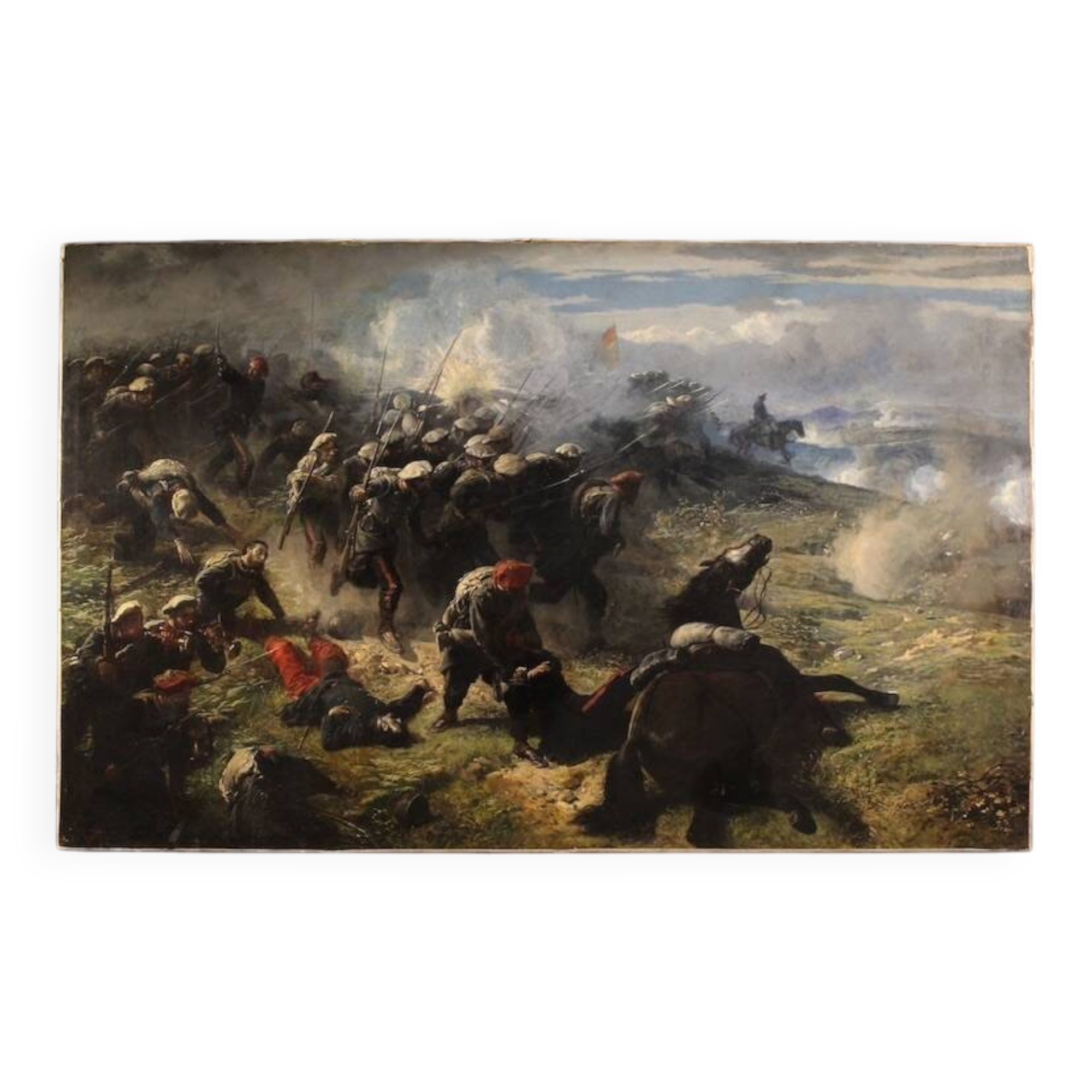 Great battle of the 19th century, painting signed H.P.