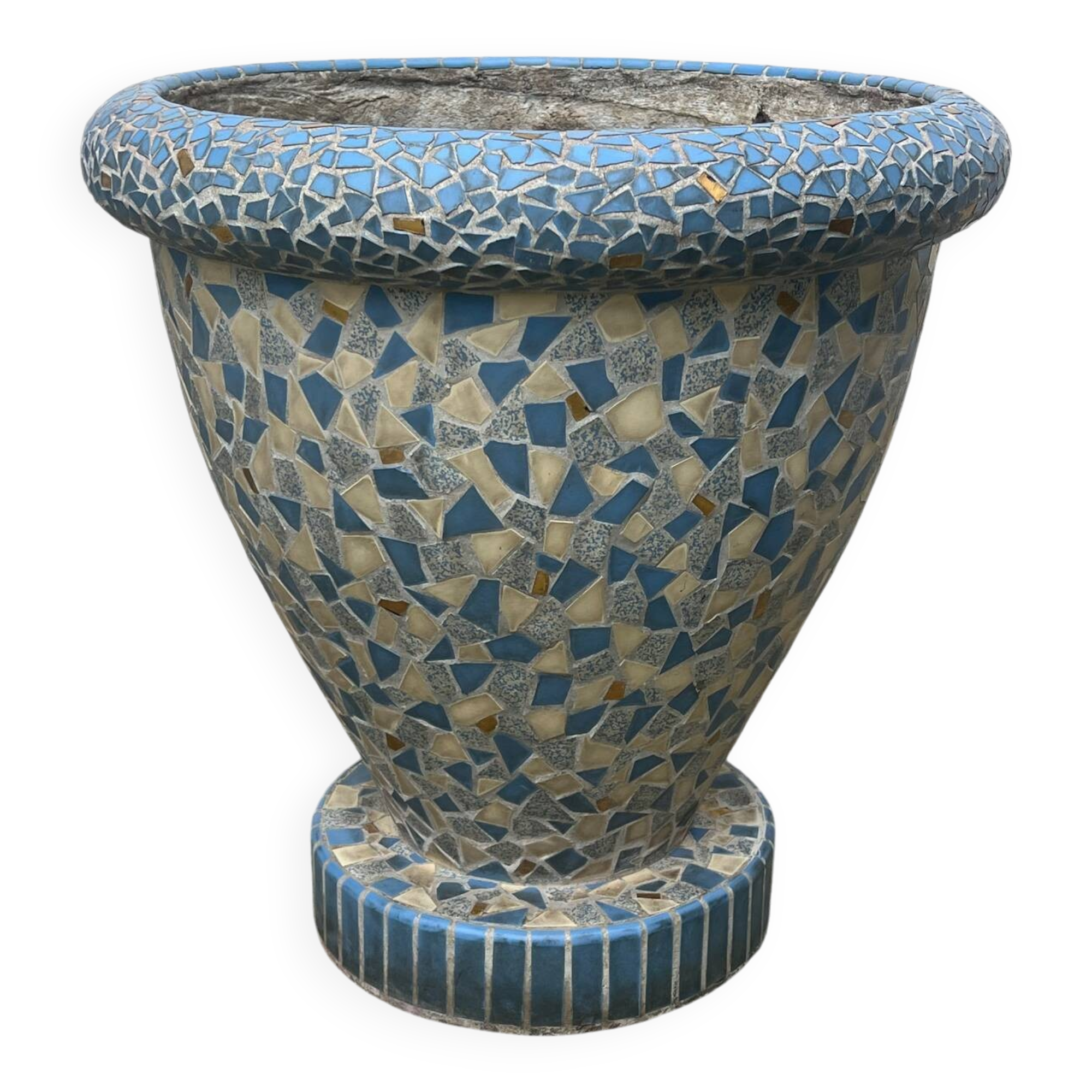 Large antique mosaic pot, 70cm high, from the 1960s