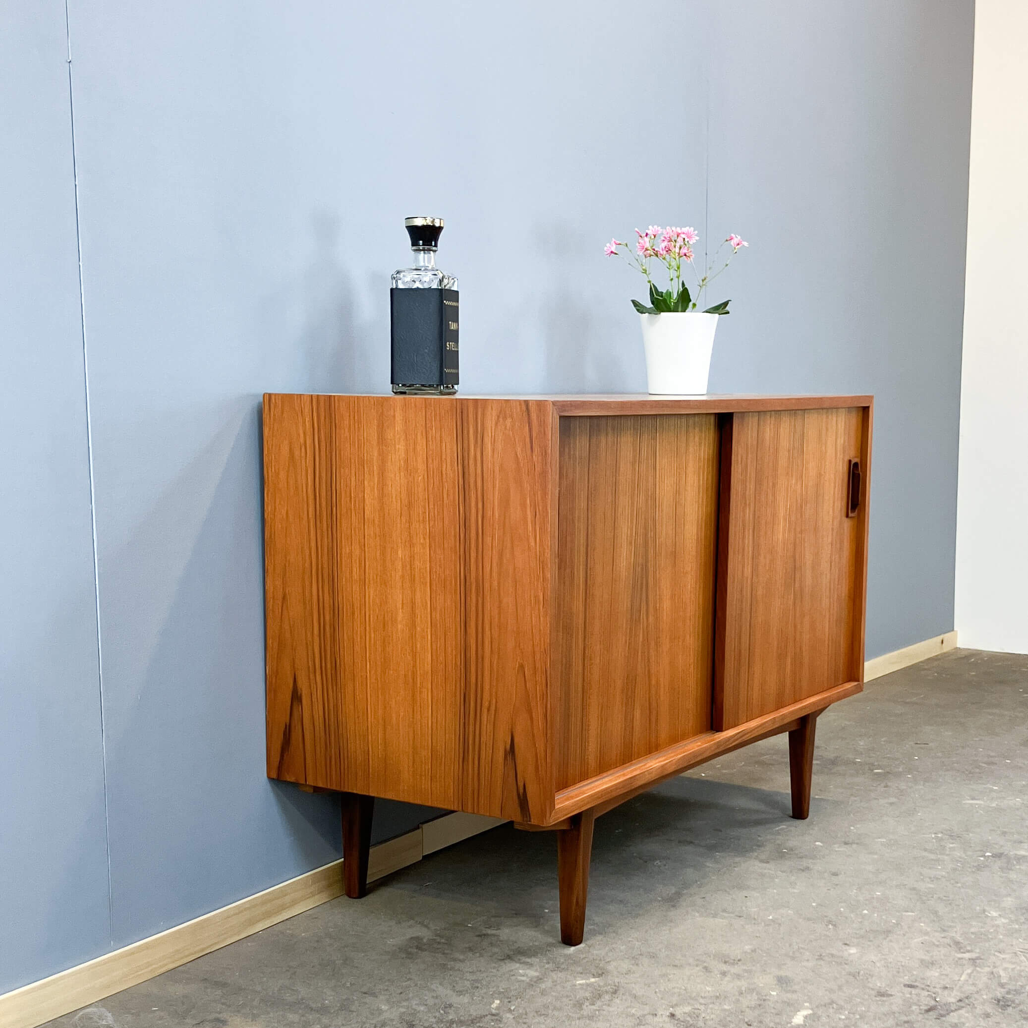 Small sideboard with sliding doors, teak, 1960s
