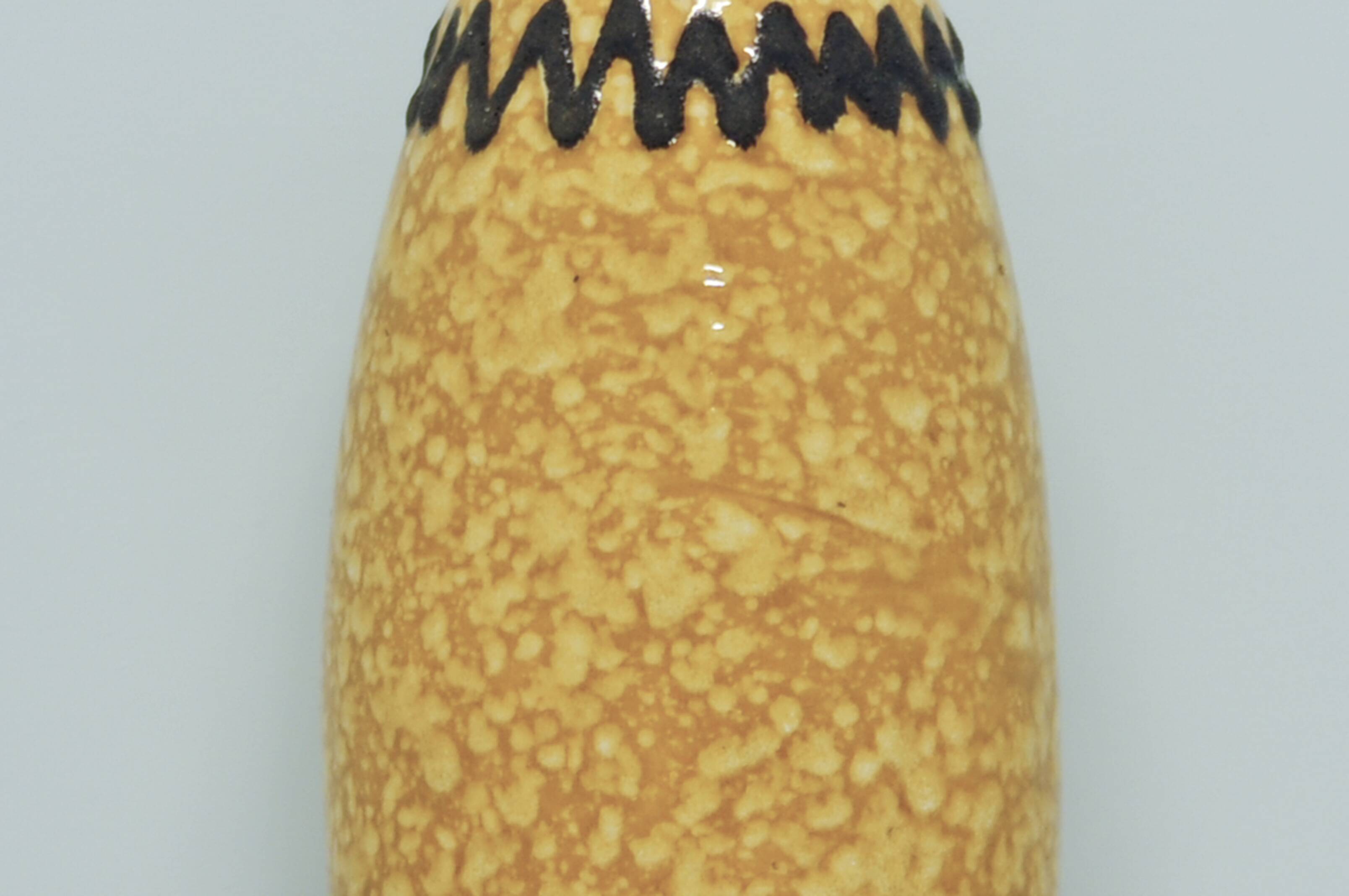 vintage mottled ochre yellow and brown zigzag vase West Germany