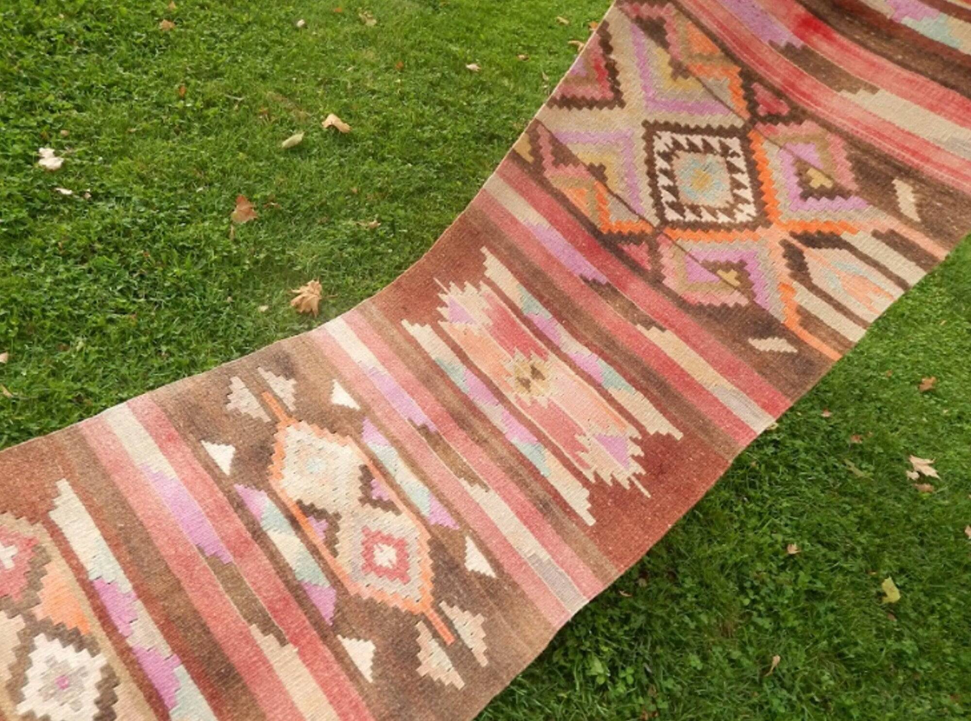 Vintage Turkish hallway rug 78x298 cm