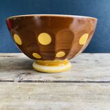 Old faceted bowl with polka dot pattern from the Sarreguemines earthenware factory