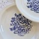 4 vintage porcelain dessert plates – Blue floral bouquet decoration