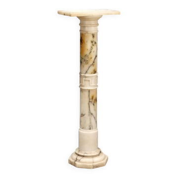Colonne ancienne en albâtre à décorations géométriques XIXe siècle