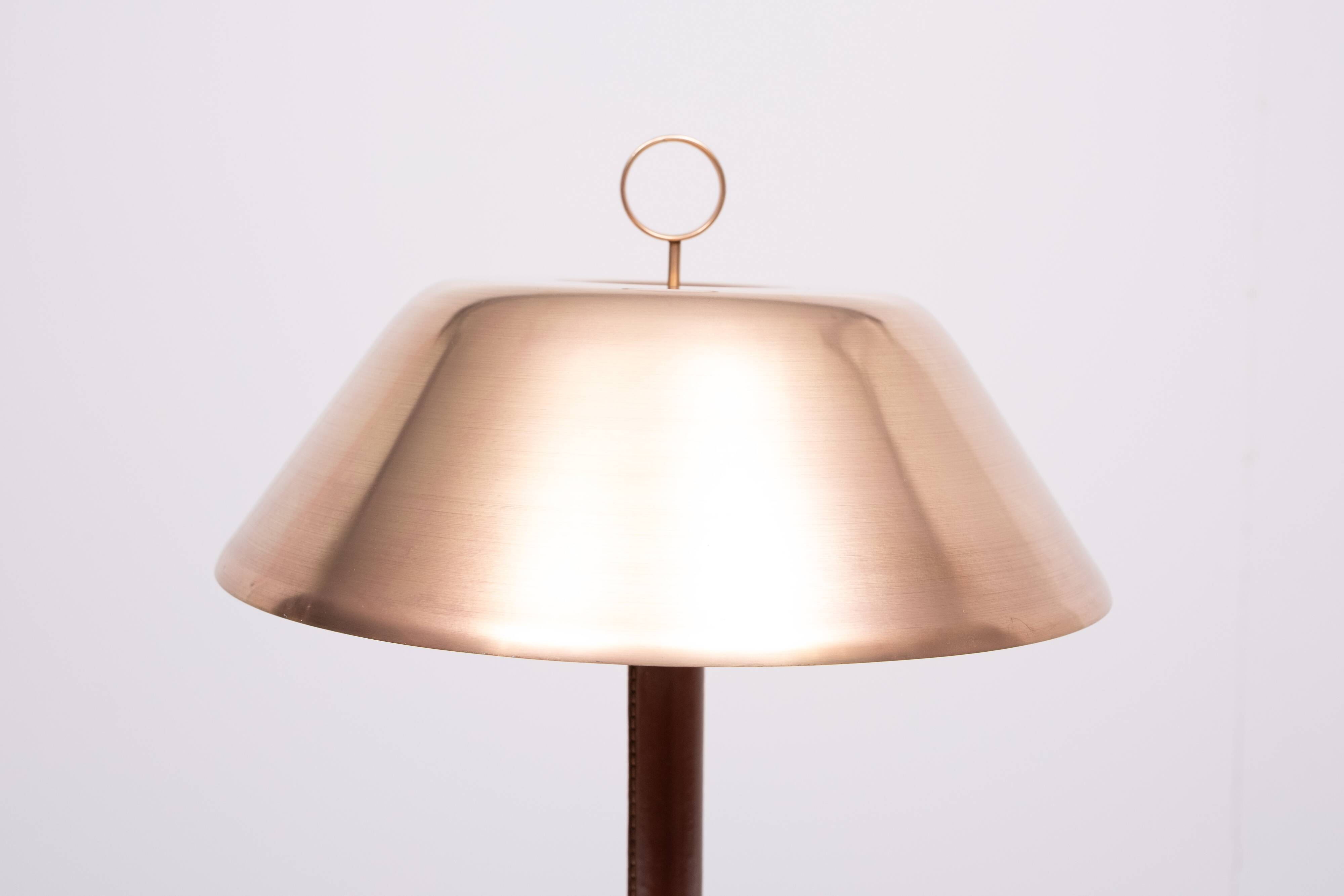 Falkenbergs Belysning Brass and Leather table lamp Sweden 1960s