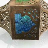 Moroccan brass suspension and coloured glass