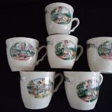 Six sarreguemines cups and saucers, obernai model