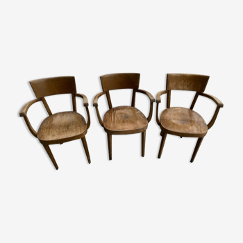 Lot de 3 fauteuils Baumann 1950