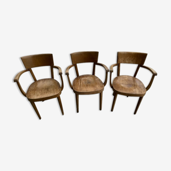 Set of 3 armchairs Baumann 1950