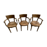 Set of 3 armchairs Baumann 1950