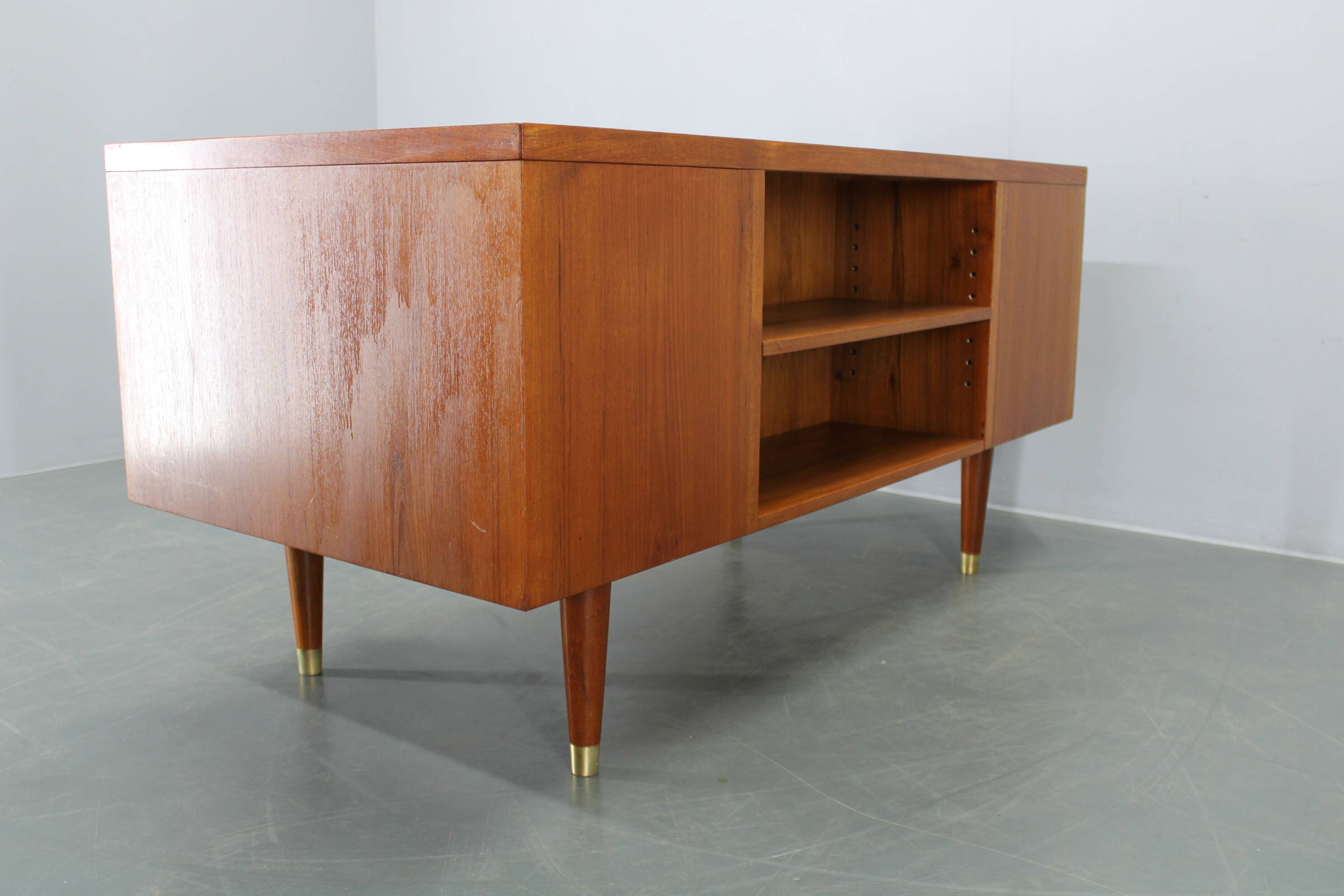 Mid-century Danish teak writing desk with brass details, 1960s