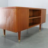 Mid-century Danish teak writing desk with brass details, 1960s