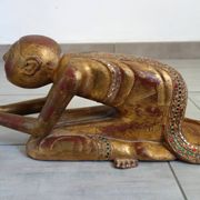 Statue Moine bouddhiste Birman en prière, XIXe siècle