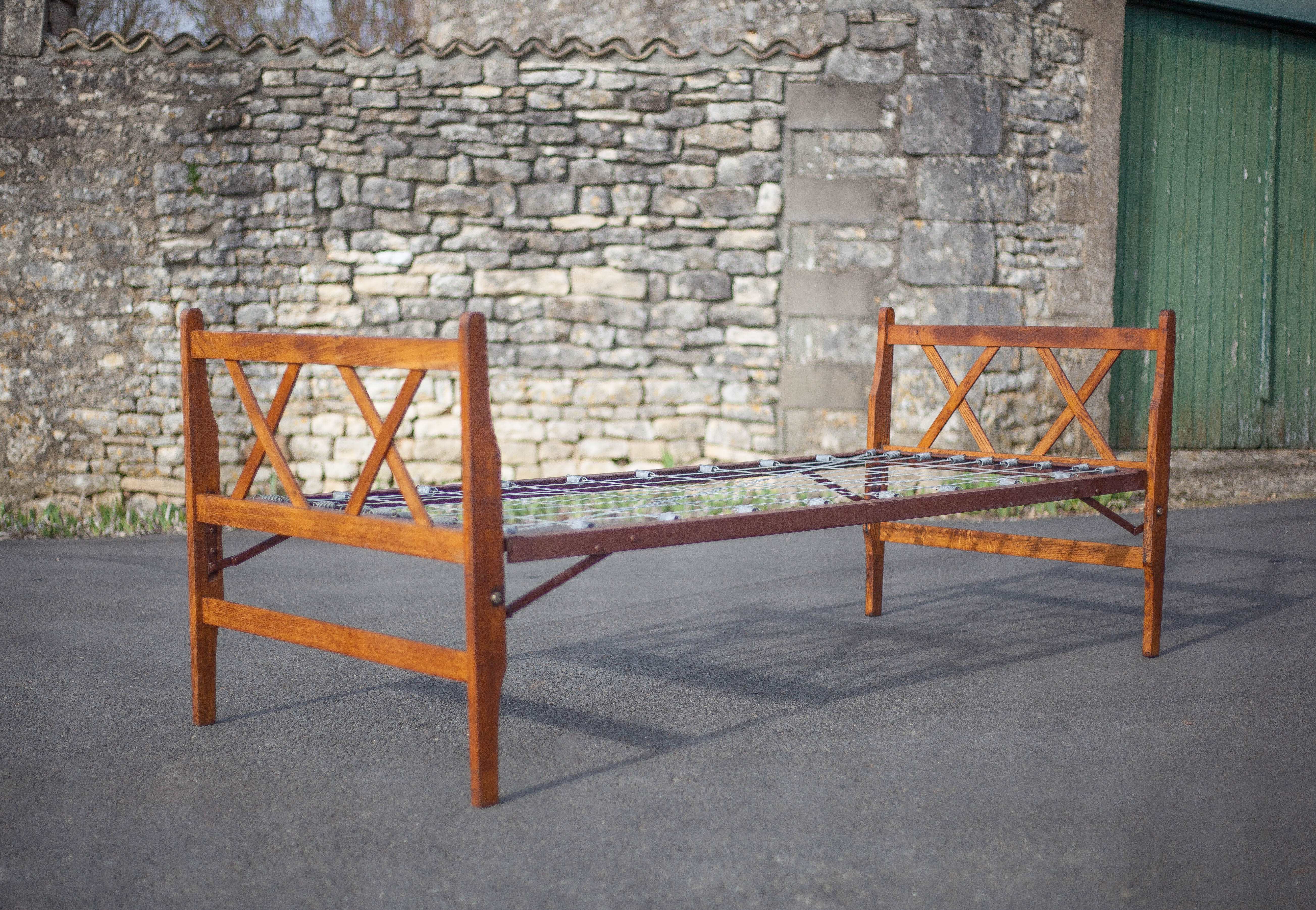 Old wood folding bed, reconstruction period bed, daybed