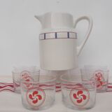 6 glasses Basque bodega with Basque pitcher