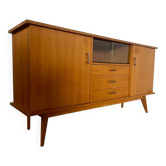 Ancien bahut enfilade en chêne clair pied compas design des années 50 vintage