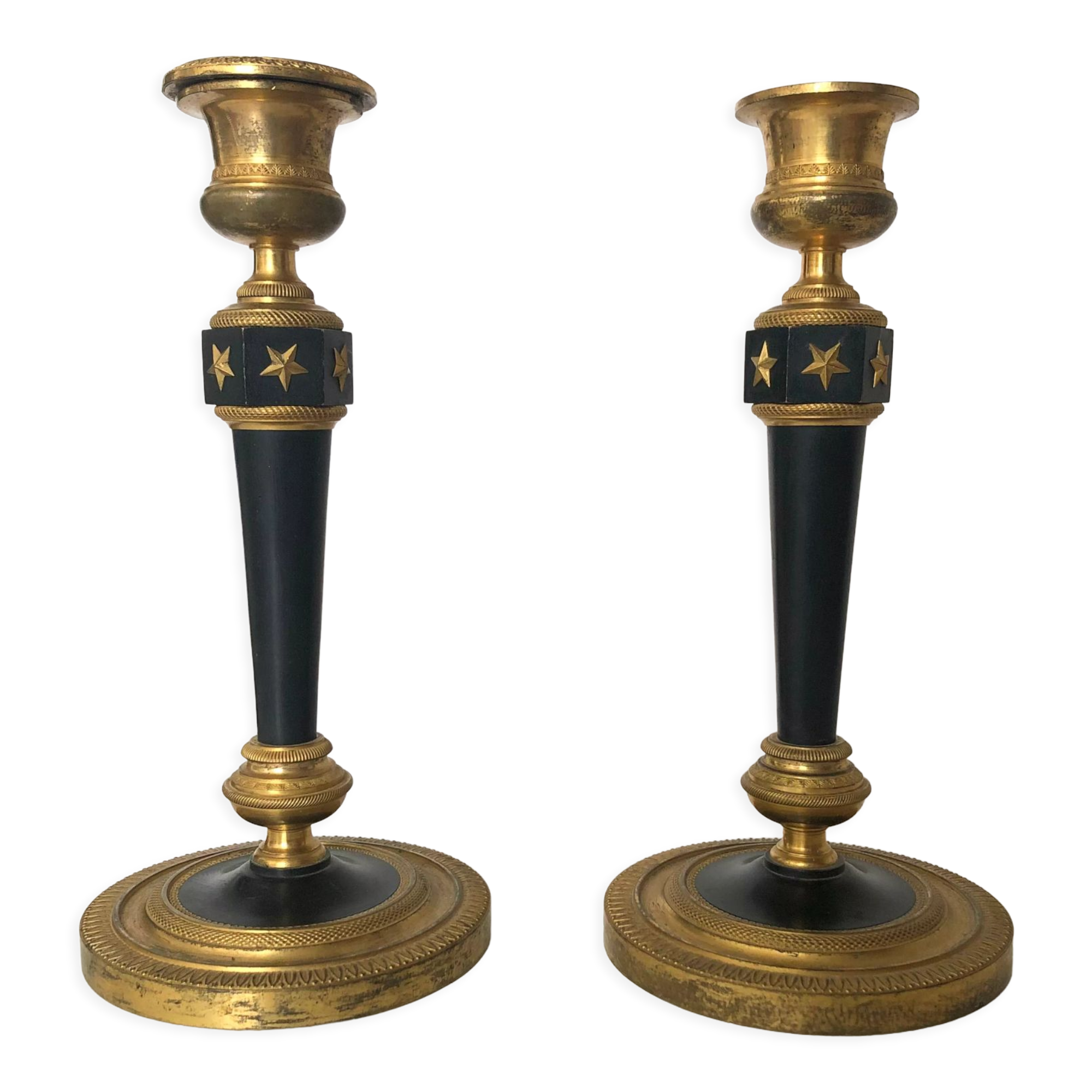 Pair of bronze candle holders empire era