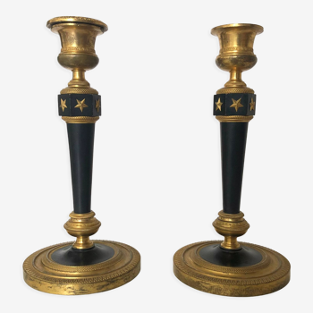 Pair of bronze candle holders empire era