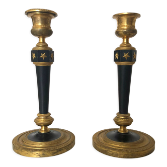 Pair of bronze candle holders empire era