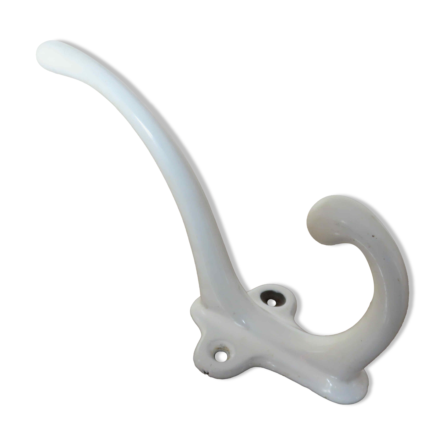 White enamelled cast iron wall hook 30s 40s