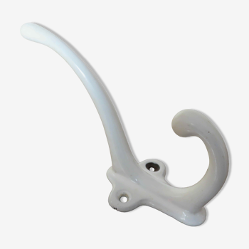 White enamelled cast iron wall hook 30s 40s