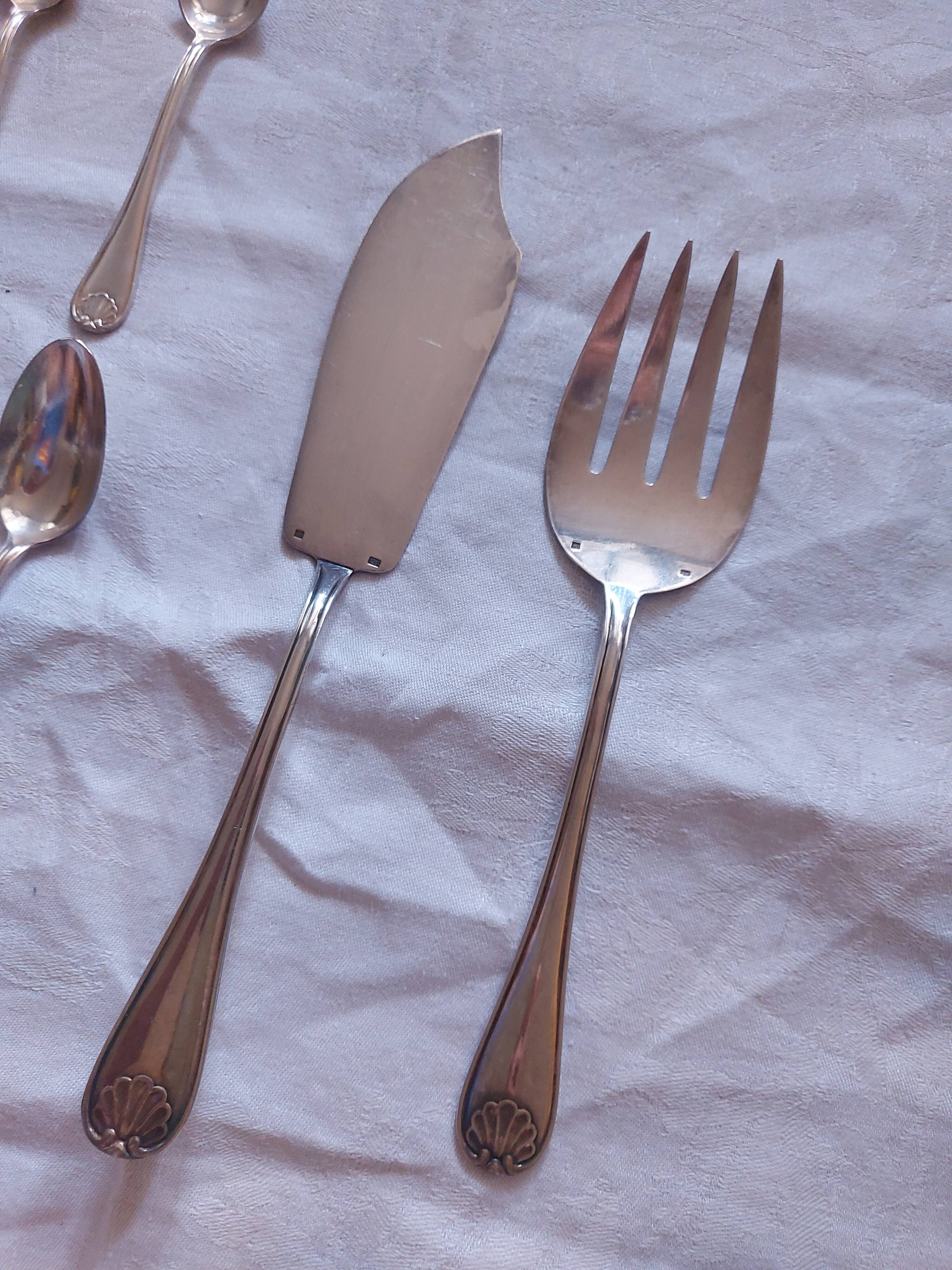 Cutlery in silvered metal, goldsmith Mondial