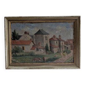 Tableau ancien, village