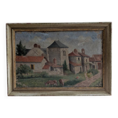 Old painting, village