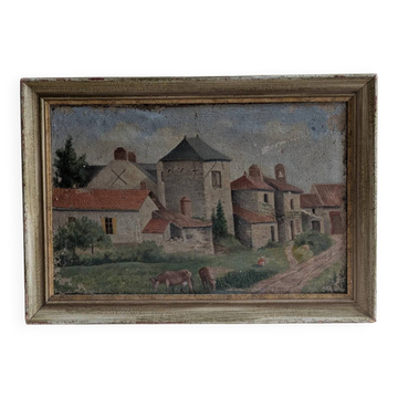 Tableau ancien, village
