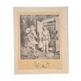 Lithograph in BE by Alphonse Willette: "Fashion fitting spring 1917" (L'avarice)