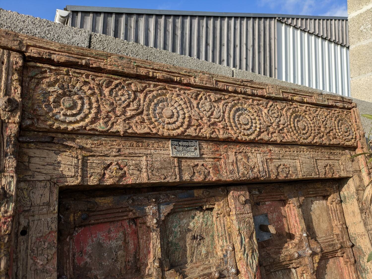 Very old Indian door from Rajasthan in functional teak.