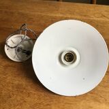 Industrial black enameled sheet metal pendant light