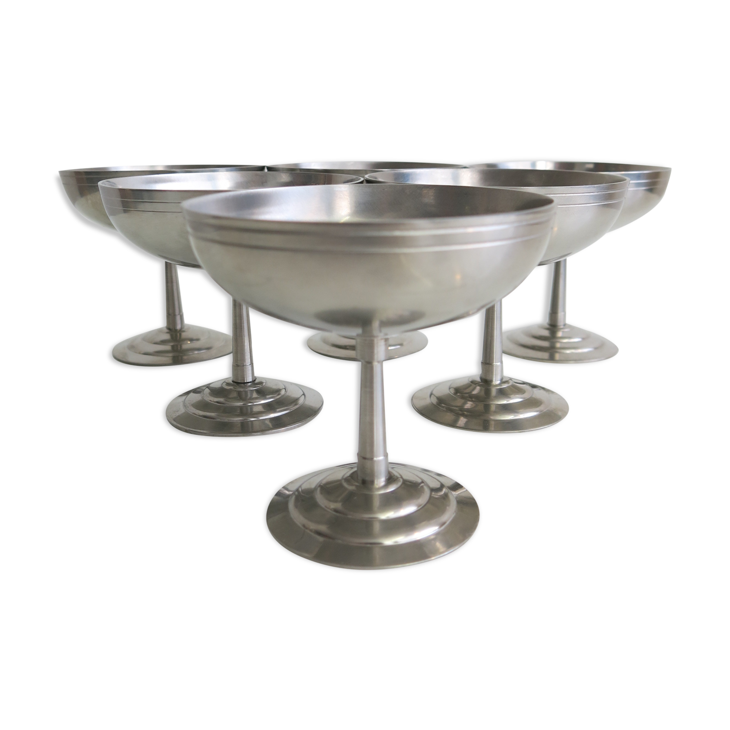 Set of six stainless steel ice cups by Letang Rémy