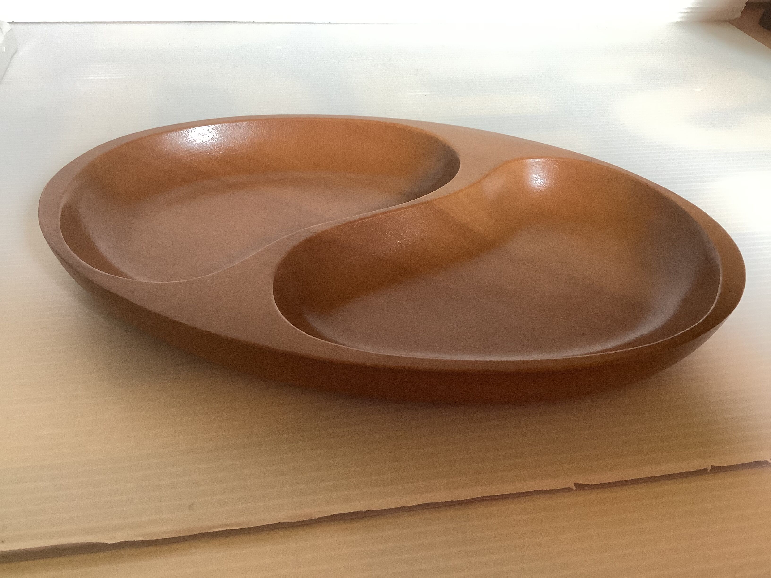 Yin and yang wooden catchall tray