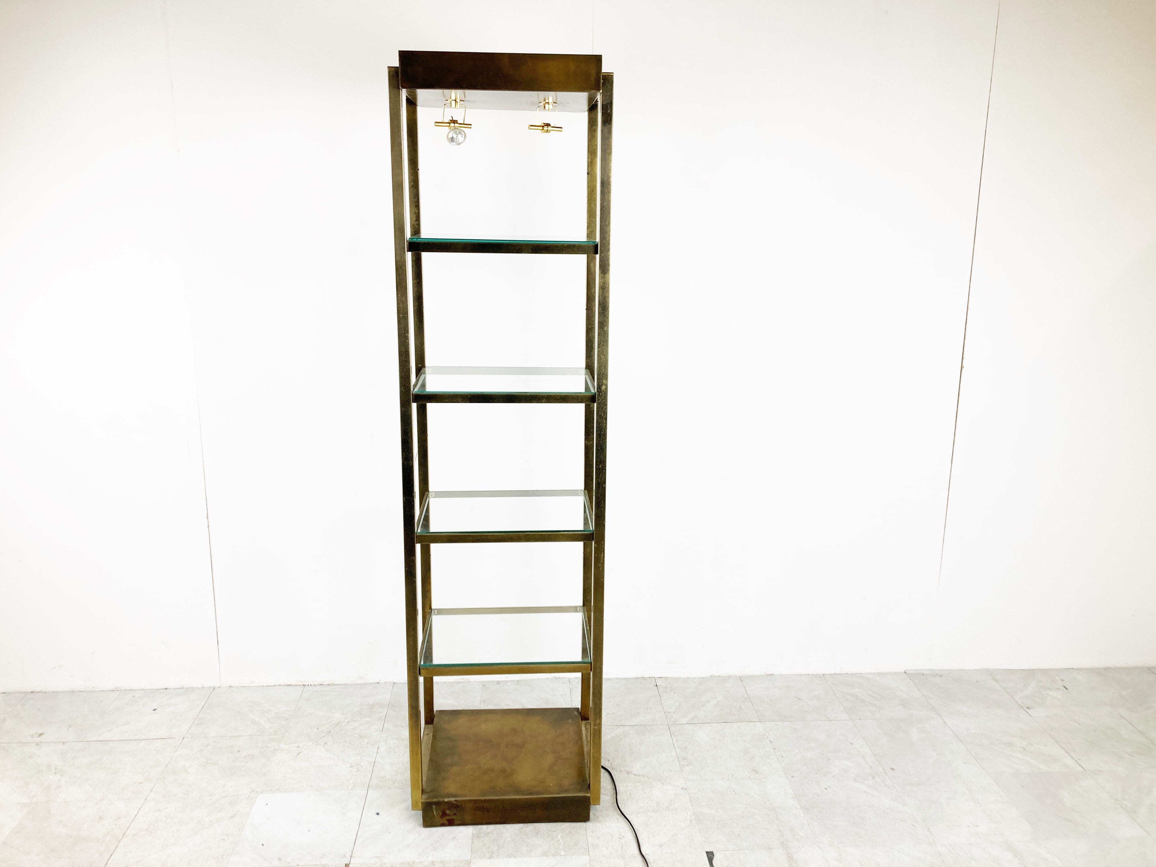 Brass illuminated wall unit by Belgochrom, 1970s