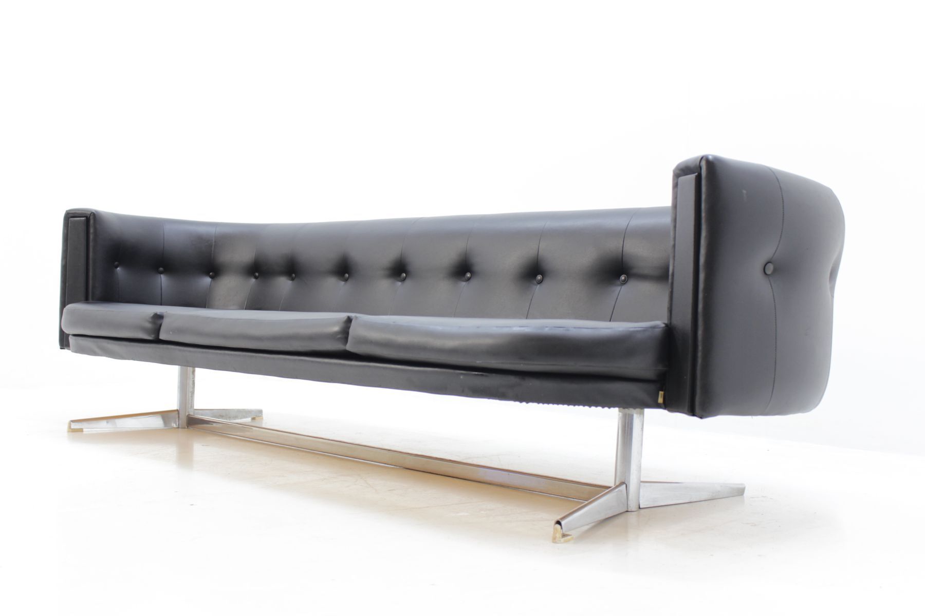 Sofa leatherette and chrome France 1970 s