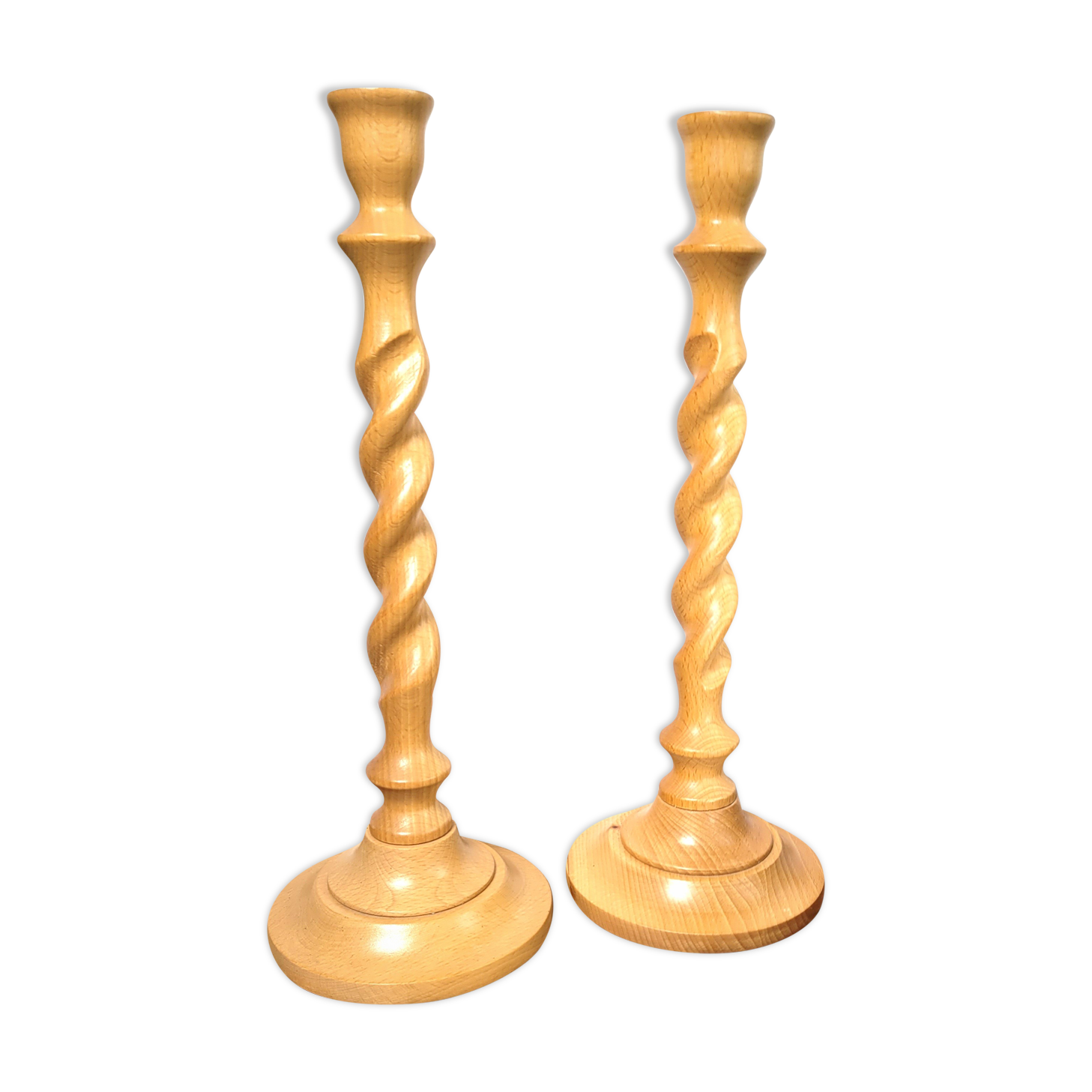 Pair of wooden candle holders