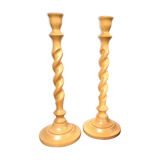 Pair of wooden candle holders