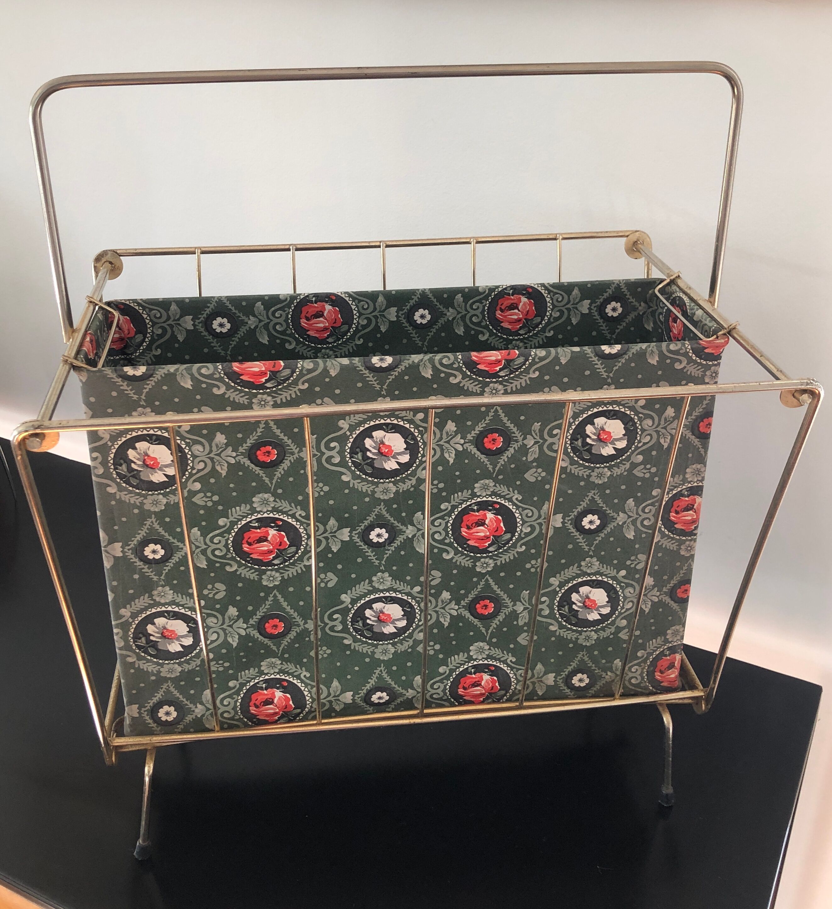 Metal magazine door and vintage oilcloth