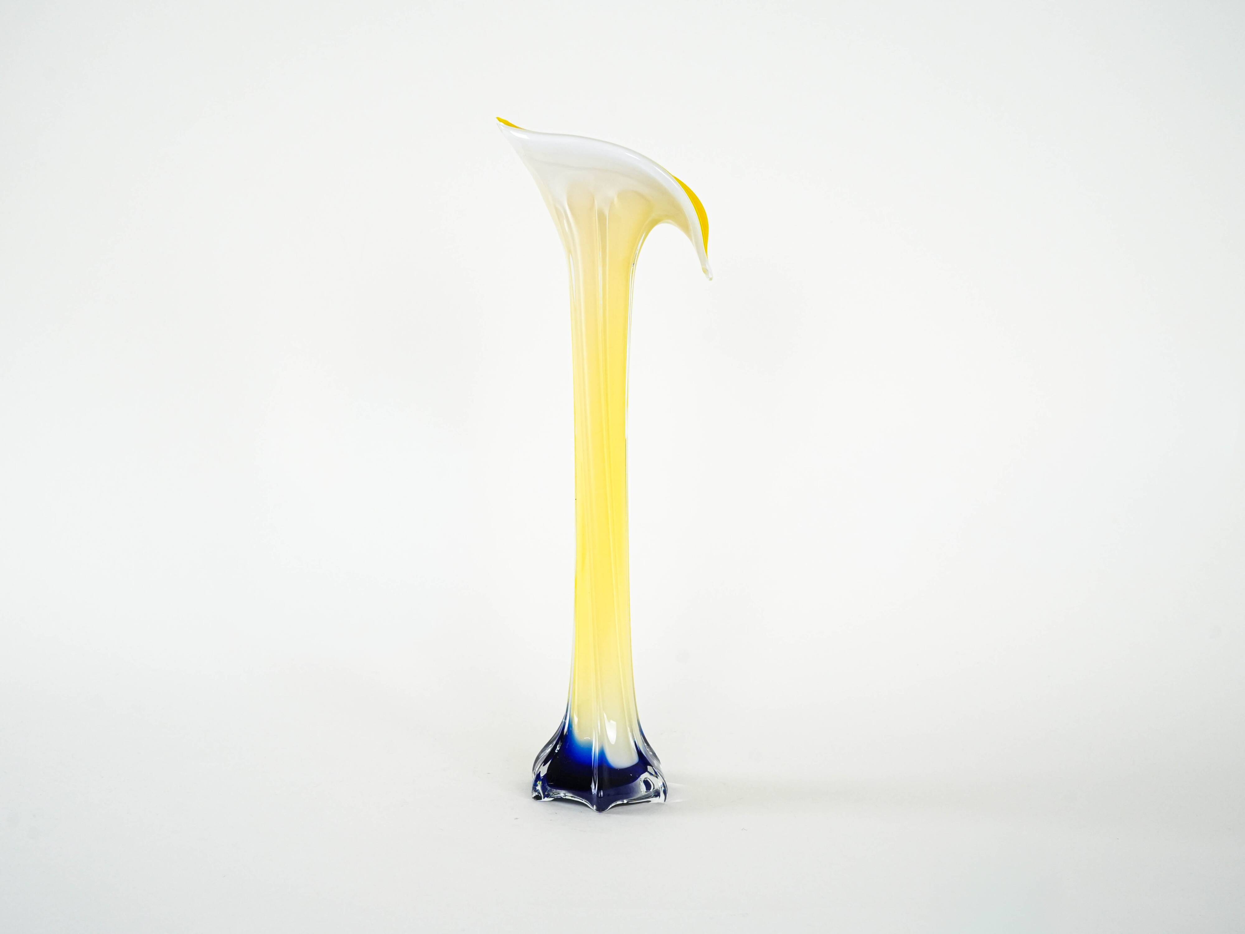 Yellow vase, Murano glass, Italian design, 1970s, made in Italy