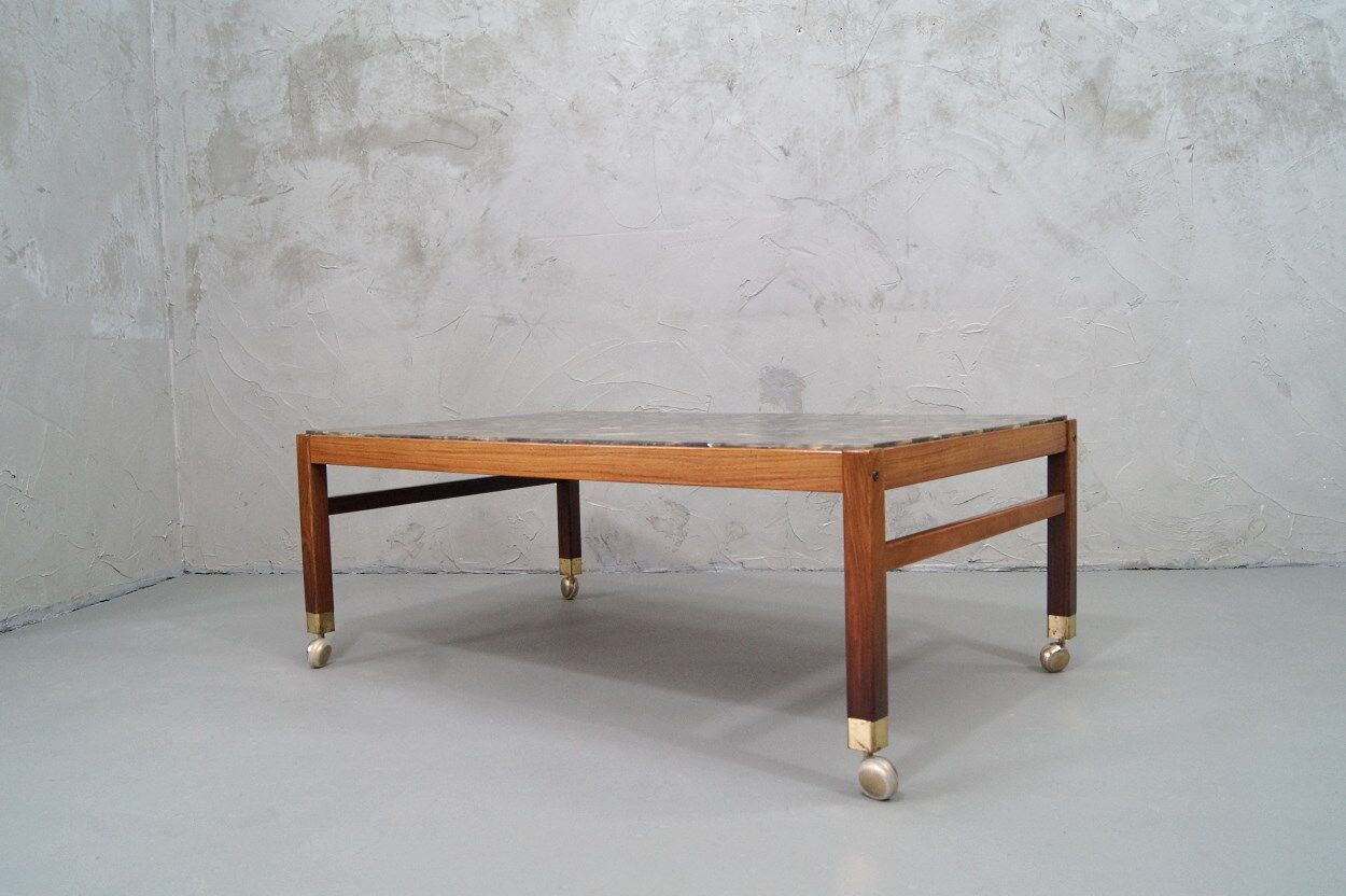 Swedish rosewood and pebbles coffee table in the style of Ib Kofod-Larsen , 1960s