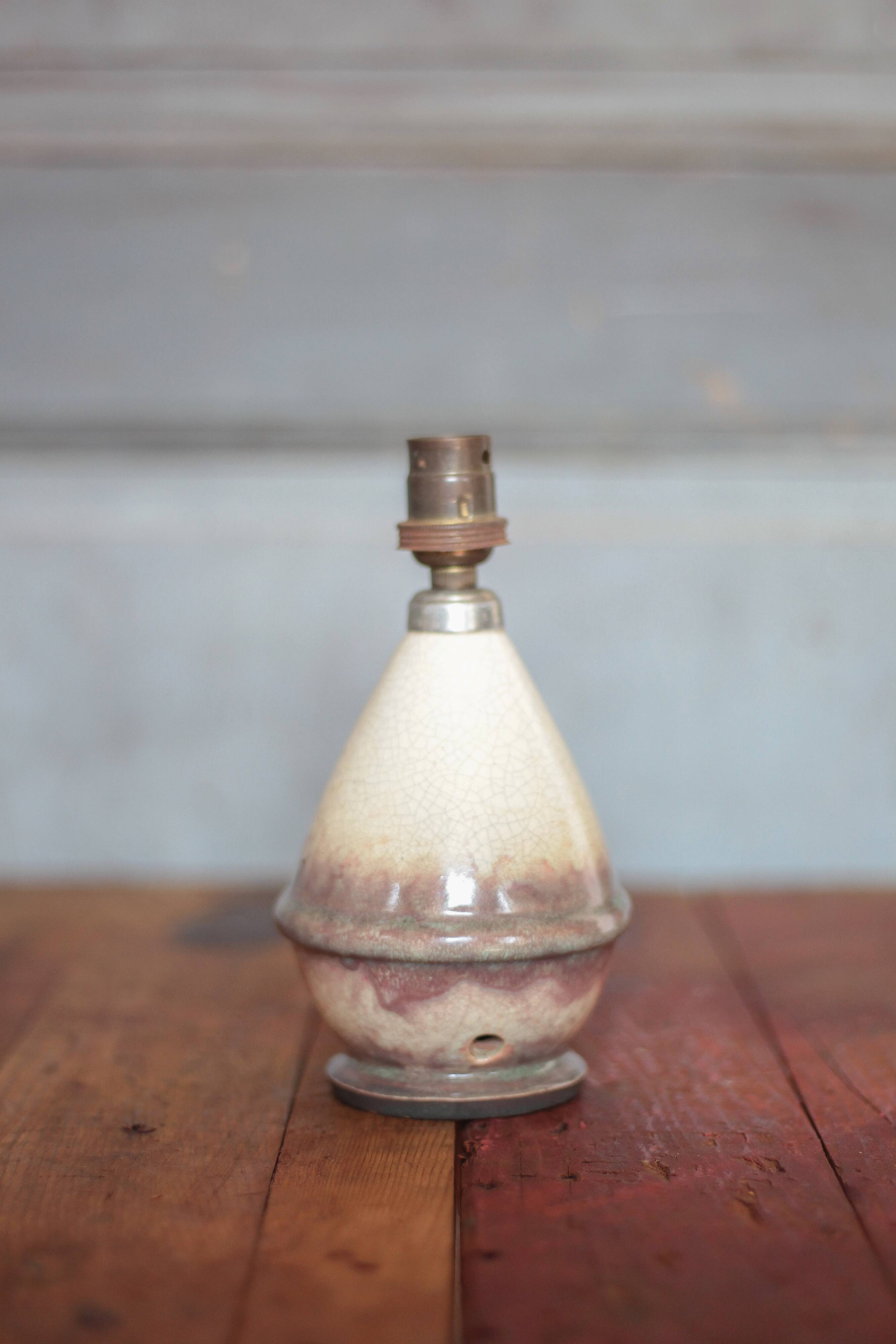 Vintage lamp, crackled glazed stoneware lamp, table lamp, bedside lamp.