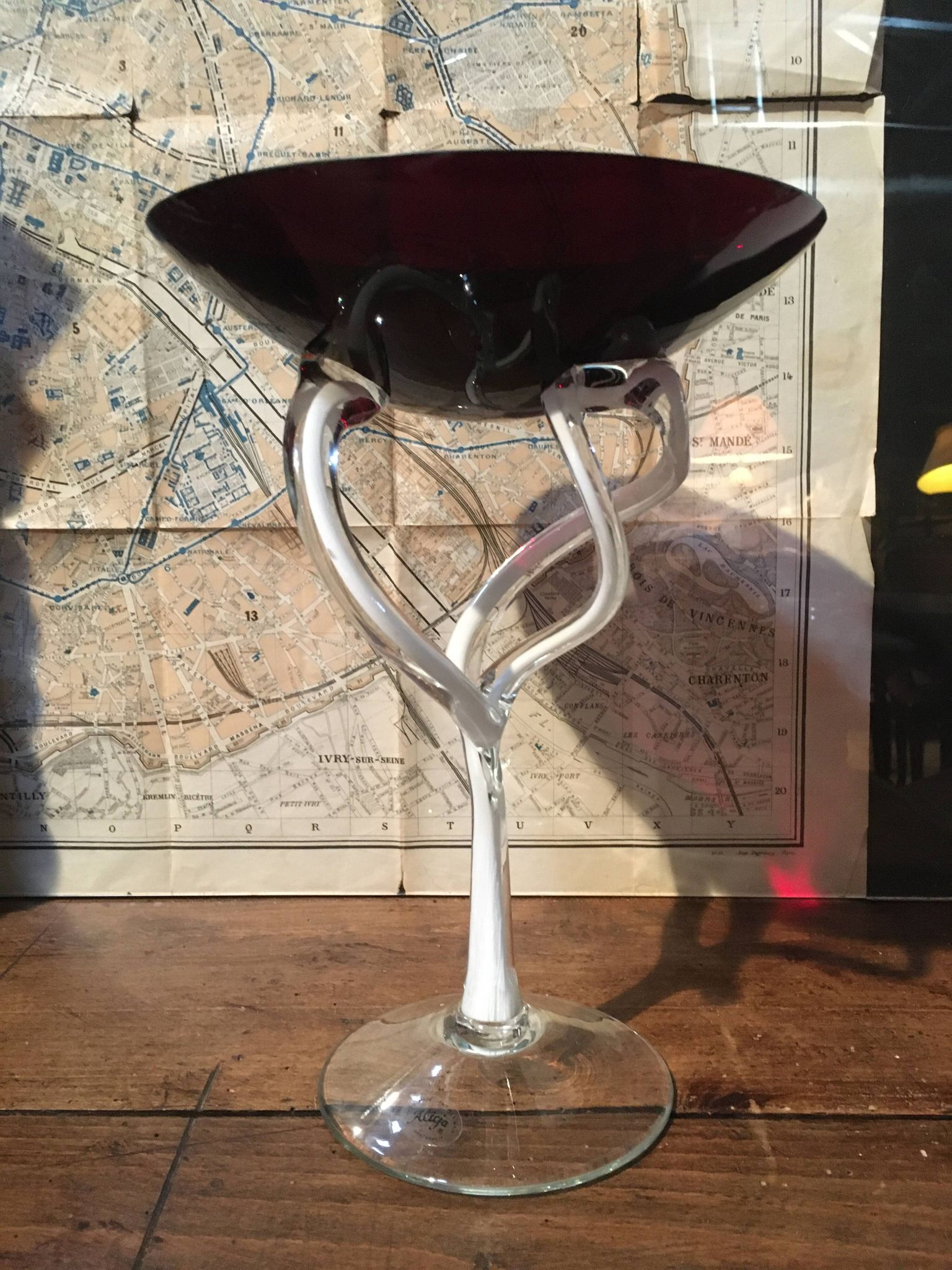 Coupe en verre étiré "Alicja" Pologne années 70