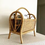 Vintage rattan magazine holder