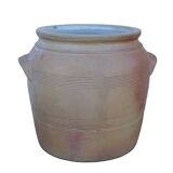 Grand pot ancien français en grès à glaçure brune