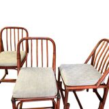 4 bamboo and fabric chairs