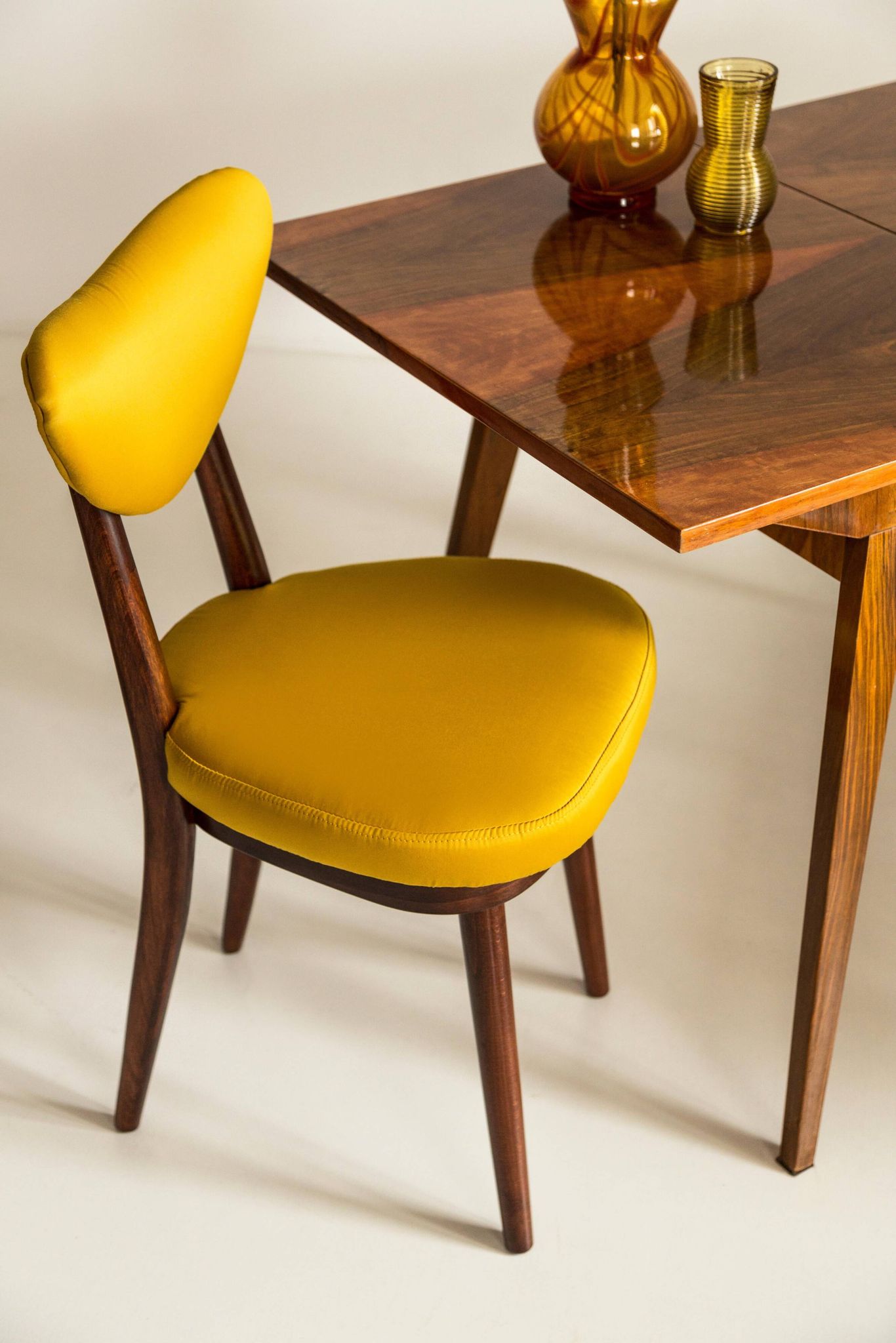 Midcentury Heart Chair in Yellow Satin Dedar Gildo Fabric, Europe, 1960s