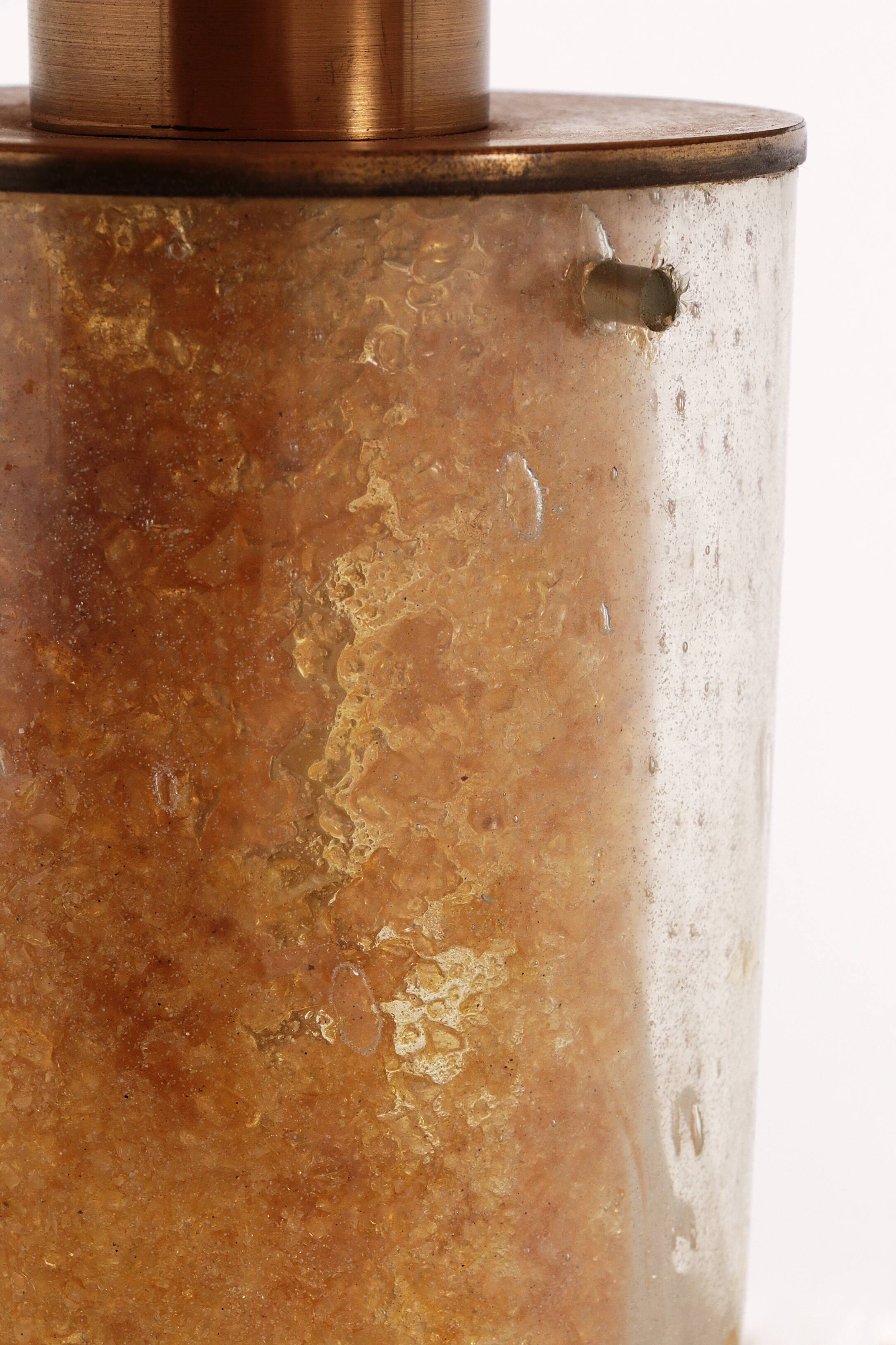 Brutalist Table Lamp Marble & Glass, Vintage 1980